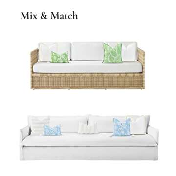 Hofdeco Premium Coastal Patio Indoor Outdoor Pillow Cover Only, 20"x20" Water Resistant for Backyard, Couch, Solid White Fringe