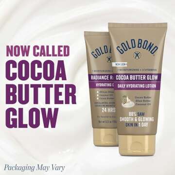 Gold Bond Cocoa Butter Glow Daily Hydrating Lotion with Shea Butter, Cocoa Butter & Coconut Oil, Exf...