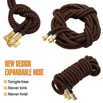 Expandable Garden Hose 100 ft with 10 Functions and Brass Fittings