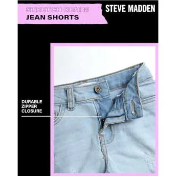 Steve Madden Girls' Shorts - Stretch Denim Jean Shorts - 5 Pocket Jean Shorts for Girls (4-16), Size 6, Sunbleached