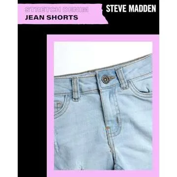 Steve Madden Girls' Shorts - Stretch Denim Jean Shorts - 5 Pocket Jean Shorts for Girls (4-16), Size 6, Sunbleached