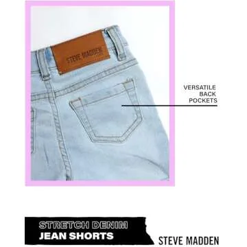 Steve Madden Girls' Shorts - Stretch Denim Jean Shorts - 5 Pocket Jean Shorts for Girls (4-16), Size 6, Sunbleached