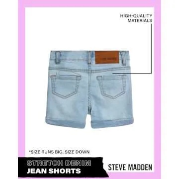 Steve Madden Girls' Shorts - Stretch Denim Jean Shorts - 5 Pocket Jean Shorts for Girls (4-16), Size 6, Sunbleached