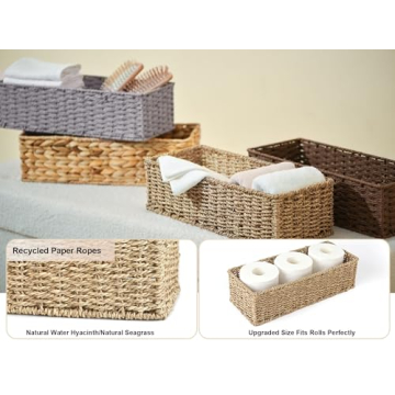 Stylish Seagrass Toilet Paper Basket Set for Home Organization