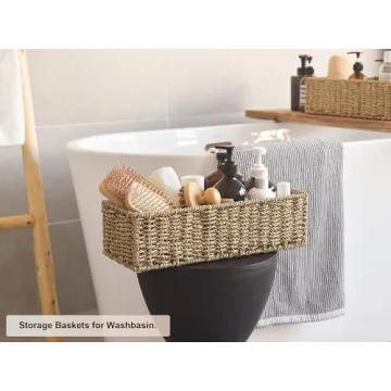 Stylish Seagrass Toilet Paper Basket Set for Home Organization
