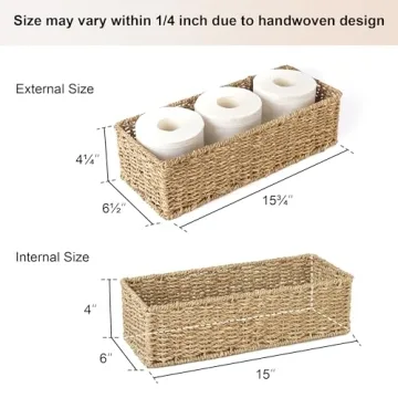 Stylish Seagrass Toilet Paper Basket Set for Home Organization