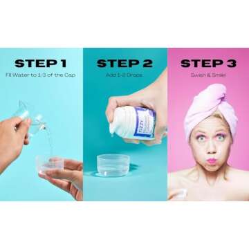 Fizzy Travel Size Mouthwash Concentrate | 20x Concentrated, Equals 32 FL oz & 70 Uses | Alcohol & Fluoride Free, for Kids & Adults | Xylitol, Coconut Oil & Tea Tree Oil, Aloe Vera | Watermelon