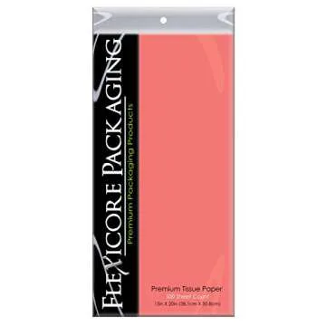 Flexicore Packaging Coral Pink Gift Wrap Tissue Paper Size: 15 Inch X 20 Inch | Count: 100 Sheets | ...