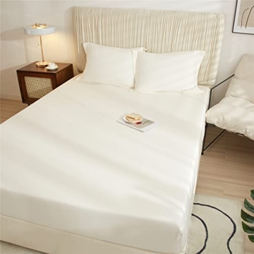 VClife Cream Queen Bed Fitted Sheet - Ultra Soft & Deep Pocket
