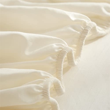 VClife Cream Queen Bed Fitted Sheet - Ultra Soft & Deep Pocket