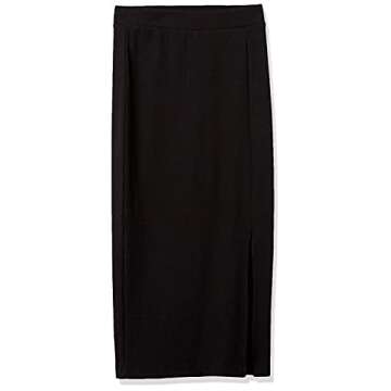 The Drop Women's Veronique High Waist Slit Skirt Skirt, -Black, L