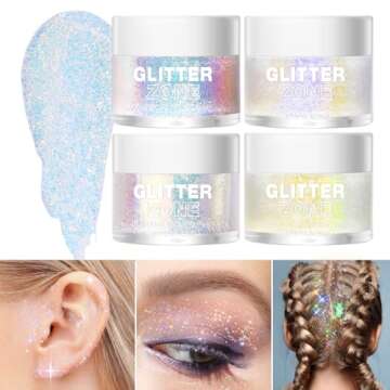 LANGMANNI Holographic Body Glitter Gel for Body, Face, Hair and Lip.Color Changing Glitter Gel Under Light. Vegan & Cruelty Free-1.35 oz (1# Golden Ocean)