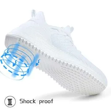 SDolphin Womens Running Tennis Shoes - Walking Shoes Women Breathable Sneakers Mesh Memory Foam Sneaker Lightweight Nursing Work Jogging Athletic Gym Cute Workout Shoes White