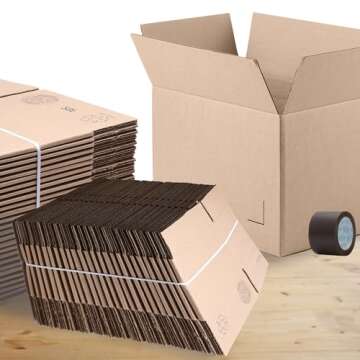 The Boxery 4x4x4'' Corrugated Shipping Boxes 100 Boxes