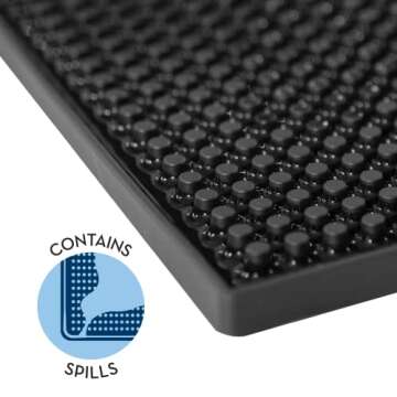 S&T INC. Bar Mat or Coffee Mat, Durable Rubber for Coffee Bar, Dish Drying Pad for Drinking Glasses, 11.9 Inches x 17.8 Inches, Black, 2 Pack