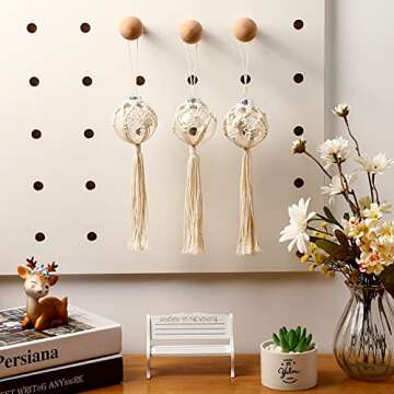 6 Pieces Macrame Christmas Ball Ornaments Boho Wall Hanging Decoration Bulk Christmas Tree Hanging O...