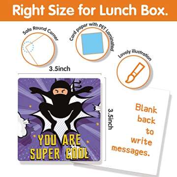 Shemira 100 Pack Lunch Box Notes for Kids, Inspirational Affirmation Cards for Kindergarten Girls Bo...