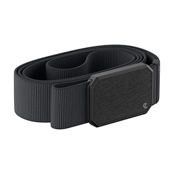 Groove Life Groove Belt Gun Metal/Stone - Men's Stretch Nylon Belt with Magnetic Aluminum Buckle, Lifetime Coverage - Small (28-32")