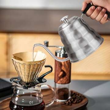 Tea Kettle with Thermometer Pot Black Stovetop Tea Kettle 40 oz 1200ml Gooseneck Kettle Teapot Pour Over Coffee Kettle with Thermometer,40oz,Black,1Pack