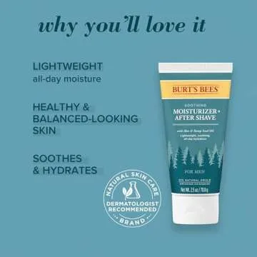 Burt’s Bees Soothing Moisturizer + After Shave with Aloe & Hemp for Men, 2.5 Ounces
