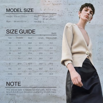 URBAN REVIVO Women Knitted Cardigans Long Sleeve V-Neck Lightweight Sweater One Leaf Button Down Outwear Beige, X-Large