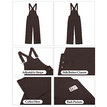 Vetinee Boho Overalls for Women Denim Jumpsuit Loose Overalls for Women Casual Denim Jumpsuit for Women Bib Overalls Women Chocolate Brown Size Small Size 4 Size 6