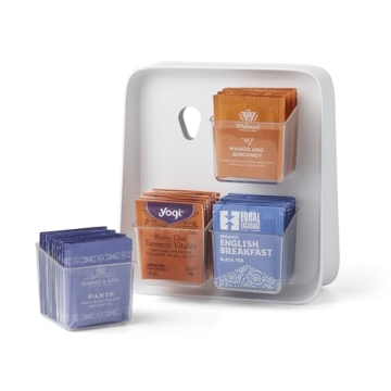 YouCopia TeaStand Tea Bag Organizer with Clear Removable Bins, Cabinet or Pantry Storage Caddy, 80-B...