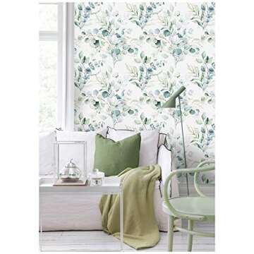HAOKHOME Boho Eucalyptus Leaf Peel and Stick Wallpaper