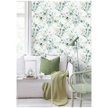 HAOKHOME Boho Eucalyptus Leaf Peel and Stick Wallpaper