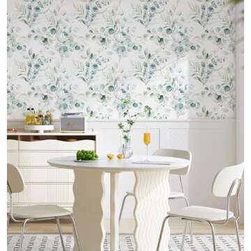 HAOKHOME Boho Eucalyptus Leaf Peel and Stick Wallpaper