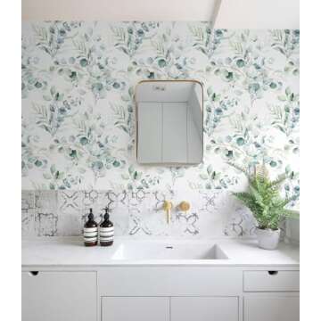 HAOKHOME Boho Eucalyptus Leaf Peel and Stick Wallpaper