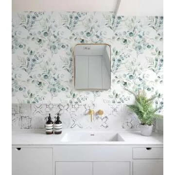 HAOKHOME Boho Eucalyptus Leaf Peel and Stick Wallpaper