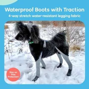 Walkee Paws New Deluxe Easy-On Dog Boot Leggings, Protects from Hot Pavement, Summer Showers, Wet Surfaces, Allergens & Chemicals (Classic, Large)