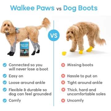 Walkee Paws New Deluxe Easy-On Dog Boot Leggings, Protects from Hot Pavement, Summer Showers, Wet Surfaces, Allergens & Chemicals (Classic, Large)