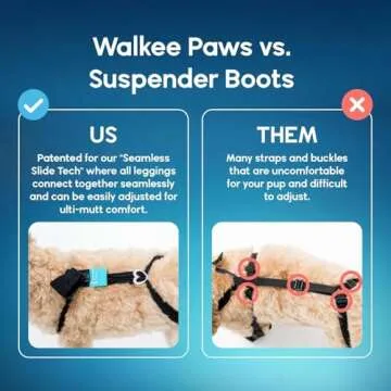 Walkee Paws New Deluxe Easy-On Dog Boot Leggings, Protects from Hot Pavement, Summer Showers, Wet Surfaces, Allergens & Chemicals (Classic, Large)