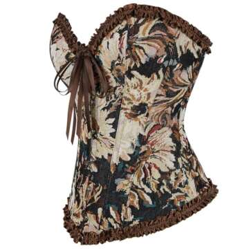 SHYMMUO Women Floral Corset Top Lace Up Denim Corset Tops Going Out Bustier Strapless Waist Cincher ...