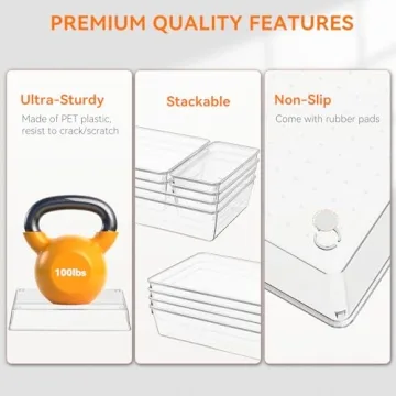 Criusia 12 Pack Clear Plastic Drawer Organizers for All Uses