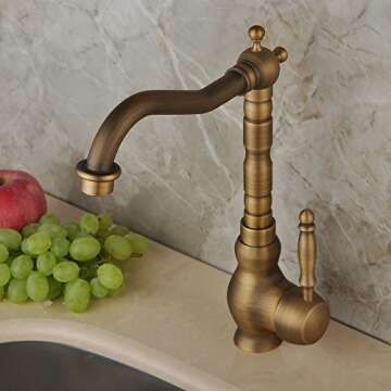Hiendure Antique Brass Designer Kitchen & Bathroom Faucet