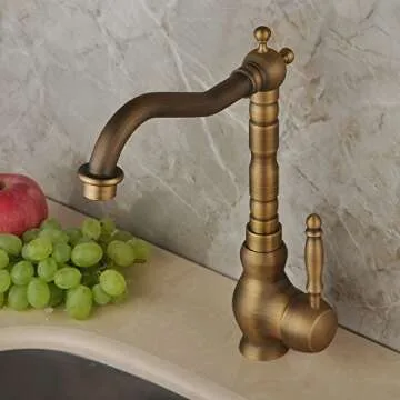 Hiendure Antique Brass Designer Kitchen & Bathroom Faucet