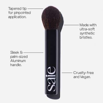 Saie Face Powder Duo, Deep - The Fluffy Brush, Soft, Multi-Use Targeted Powder Brush With Tapered Ti...