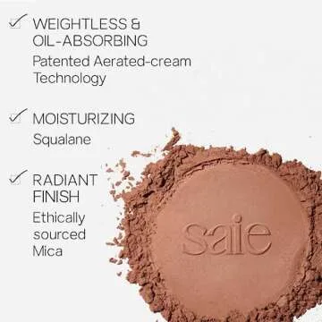 Saie Face Powder Duo, Deep - The Fluffy Brush, Soft, Multi-Use Targeted Powder Brush With Tapered Tip & Airset Radiant Loose Setting Powder, Translucent Deep (0.14 oz) - Vegan, Cruelty-Fee
