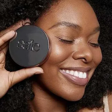 Saie Face Powder Duo, Deep - The Fluffy Brush, Soft, Multi-Use Targeted Powder Brush With Tapered Tip & Airset Radiant Loose Setting Powder, Translucent Deep (0.14 oz) - Vegan, Cruelty-Fee