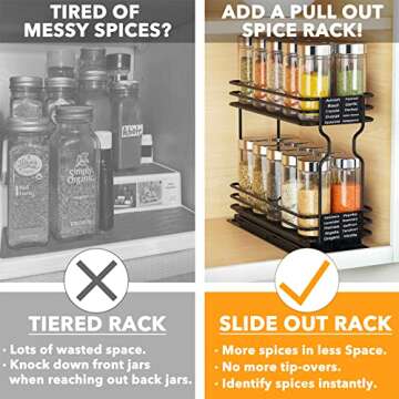 SpaceAid Pull Out Spice Rack Organizer for Cabinet, Heavy Duty Slide Out Seasoning Kitchen Organizer...