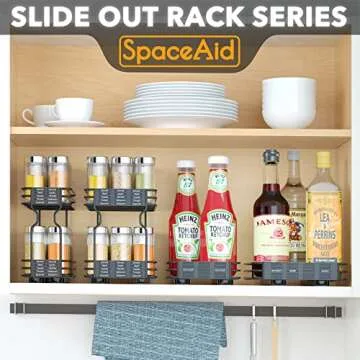 SpaceAid Pull Out Spice Rack with Labels for Kitchen Organization
