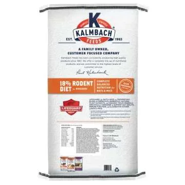Kalmbach Feeds 18% Rodent Diet Cubed Feed for Rats and Mice in All Life Stages, 50 lb Bag