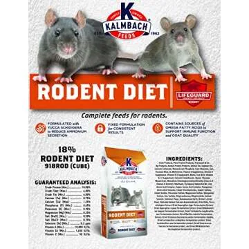 Kalmbach Feeds 18% Rodent Diet Cubed Feed for Rats and Mice in All Life Stages, 50 lb Bag