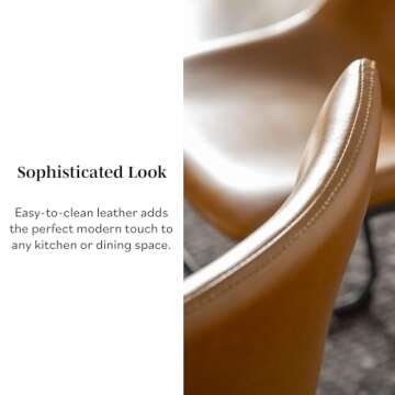 Walker Edison Douglas Urban Industrial Faux Leather Armless Dining Chairs, Set of 2, Whiskey Brown