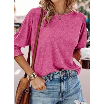 Dokotoo Blouse for Women Dressy Casual Summer 2024 Spring 2025 Trendy Fashion Clothes Clothing Short...