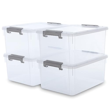 Citylife 17 QT Plastic Storage Bins with Latching Lids - Ideal for Home Organization