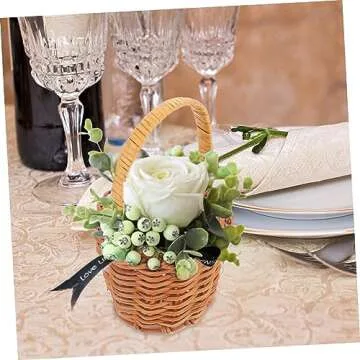 CAXUSD 4Pcs Mini Woven Basket Tiny Rattan Baskets for Arrangements Dollhouse Decor Picnic Crafts Hom...